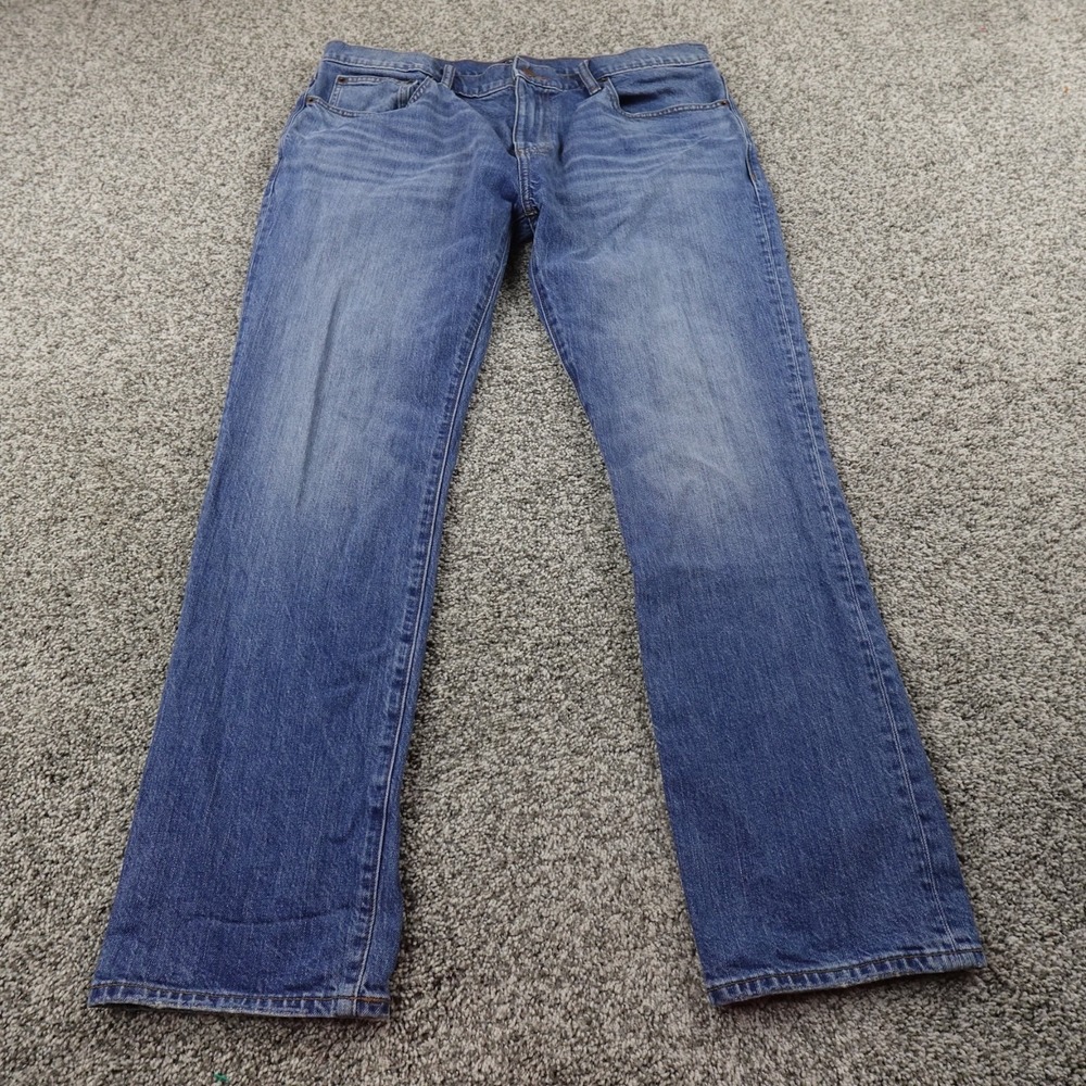 J Crew Jeans‎ Mens 36X30 Dark Blue Denim Pants Slim Straight Fade Preppy Stretch